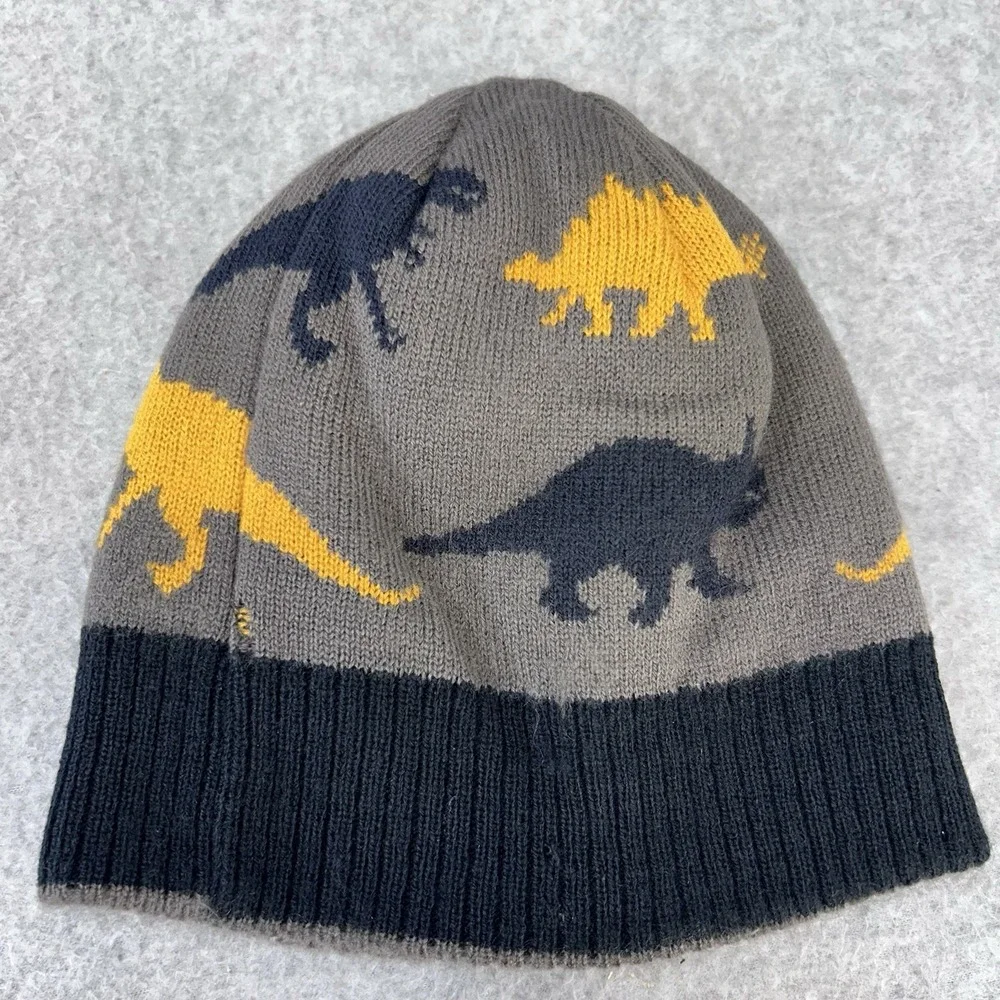 OshKosh B'gosh Dinosaur Reversible Beanie Knit Hat Kids Gray Blue